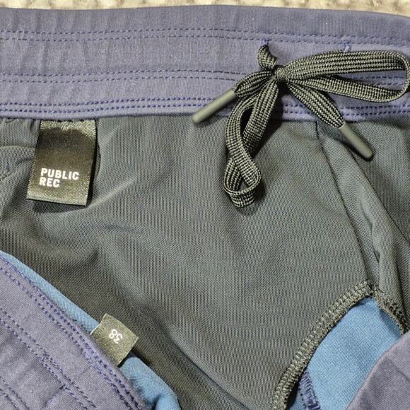 Public Rec Flex Shorts 38 Navy Blue Drawstring Athletic Zip Pocket Active Sporty - Picture 4 of 9